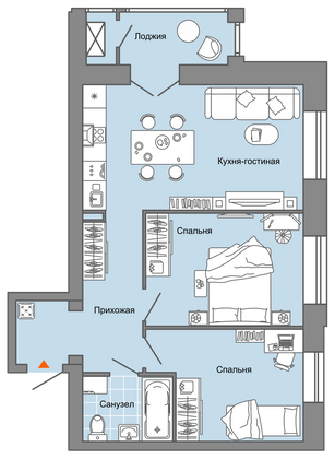 61 м², 3-комн. квартира, 4/8 этаж