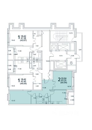 Продажа 2-комнатной квартиры 62,9 м², 3/22 этаж