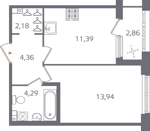Продажа 1-комнатной квартиры 37,6 м², 2/10 этаж