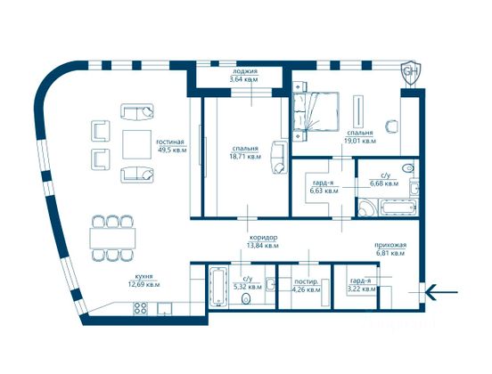 Продажа 3-комнатной квартиры 150 м², 5/14 этаж