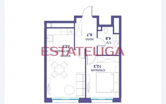 Продажа 1-комнатной квартиры 41,2 м², 31/41 этаж