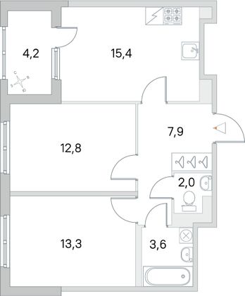 Продажа 2-комнатной квартиры 57,1 м², 4/5 этаж