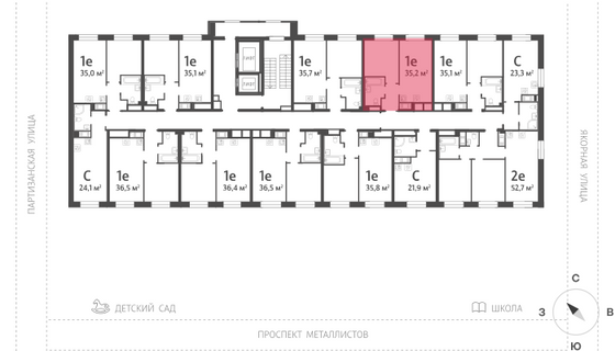 35,2 м², 1-комн. квартира, 12/12 этаж