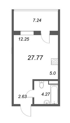 Продажа квартиры-студии 27,8 м², 4/5 этаж
