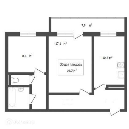 Продажа 2-комнатной квартиры 52,5 м², 11/17 этаж