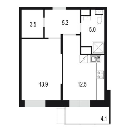 44,3 м², 1-комн. квартира, 7/25 этаж