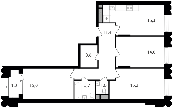 82,1 м², 3-комн. квартира, 2/30 этаж