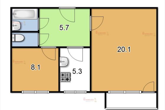 Продажа 2-комнатной квартиры 43 м², 2/9 этаж