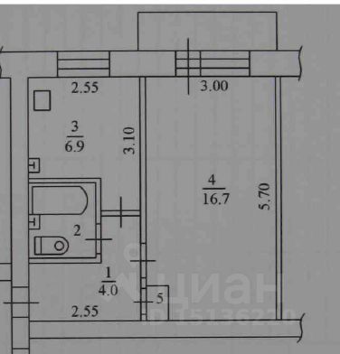 Продажа 1-комнатной квартиры 30,9 м², 2/5 этаж