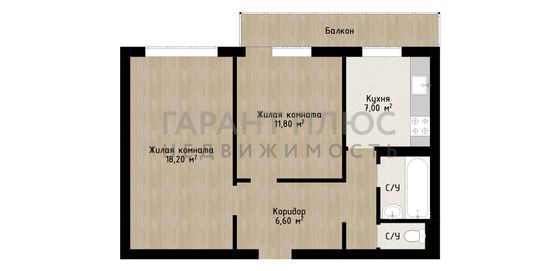 Продажа 2-комнатной квартиры 53 м², 2/10 этаж