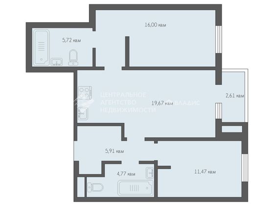 Продажа 2-комнатной квартиры 66 м², 1/26 этаж