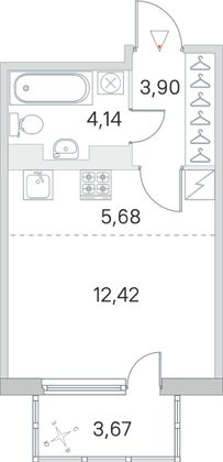 Продажа квартиры-студии 27,2 м², 5/5 этаж