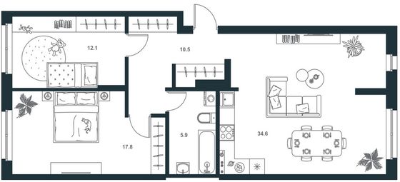 Продажа 2-комнатной квартиры 80,9 м², 1/18 этаж