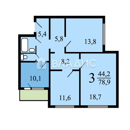 Продажа 3-комнатной квартиры 80 м², 4/18 этаж