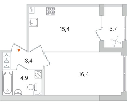 Продажа 1-комнатной квартиры 42 м², 1/4 этаж