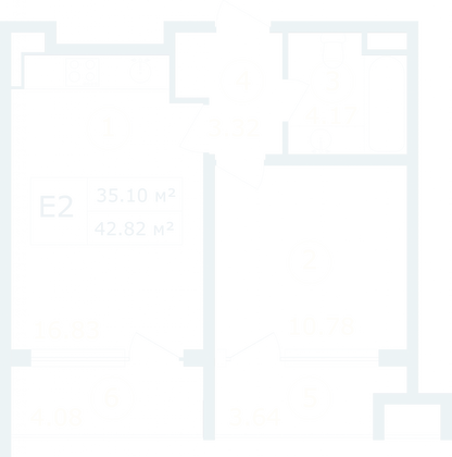 Продажа 1-комнатной квартиры 42,8 м², 3/12 этаж