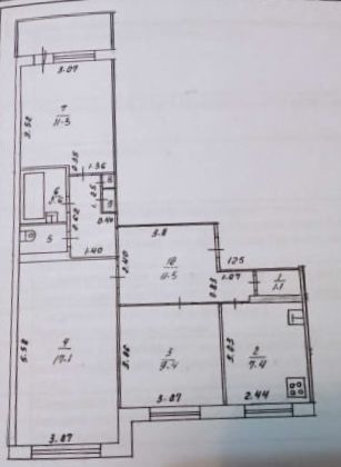 Продажа 3-комнатной квартиры 63 м², 1/9 этаж