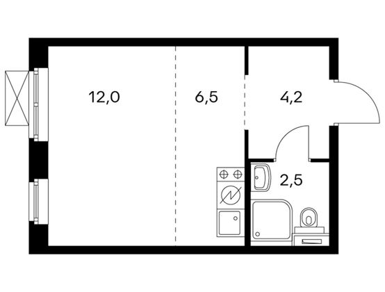 Продажа квартиры-студии 25,2 м², 18/25 этаж