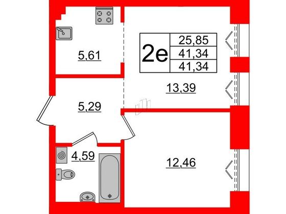 Продажа 2-комнатной квартиры 41,3 м², 3/8 этаж