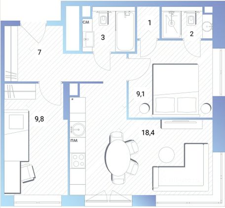 Продажа 2-комнатной квартиры 50,3 м², 23/30 этаж