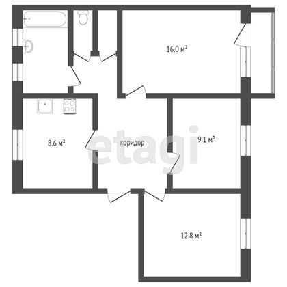 Продажа 3-комнатной квартиры 69,9 м², 2/2 этаж