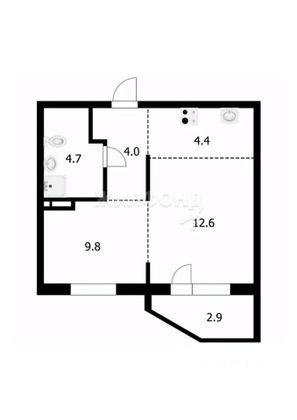 Продажа 1-комнатной квартиры 35,4 м², 4/19 этаж