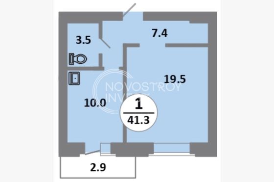 Продажа 1-комнатной квартиры 41,3 м², 6/14 этаж