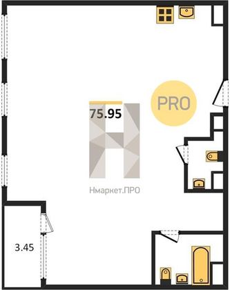 Продажа 1-комнатной квартиры 75,9 м², 9/25 этаж