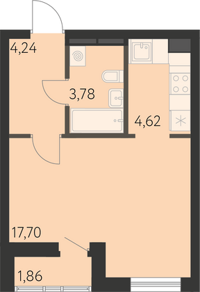 31,3 м², студия, 15 этаж