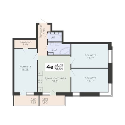 Продажа 4-комнатной квартиры 78,5 м², 3/19 этаж