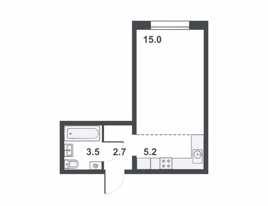 Продажа квартиры-студии 26,4 м², 6/14 этаж