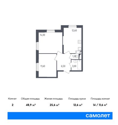 Продажа 2-комнатной квартиры 48,9 м², 14/17 этаж