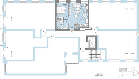 Продажа 2-комнатной квартиры 44 м², 4/7 этаж