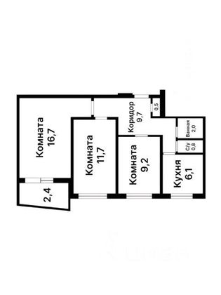 Продажа 3-комнатной квартиры 56,6 м², 1/9 этаж