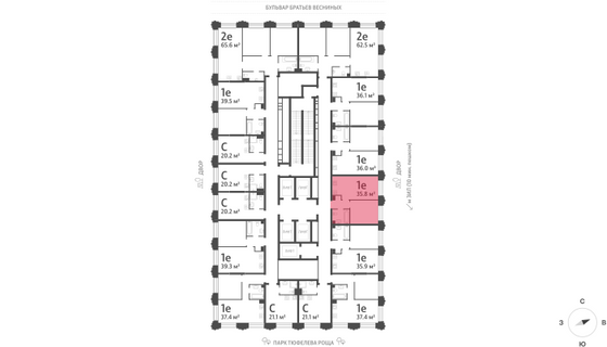 Продажа 1-комнатной квартиры 35,8 м², 24/43 этаж