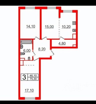 Аренда 2-комнатной квартиры 74,8 м², 4/28 этаж