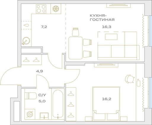 Продажа 2-комнатной квартиры 49,6 м², 17/23 этаж