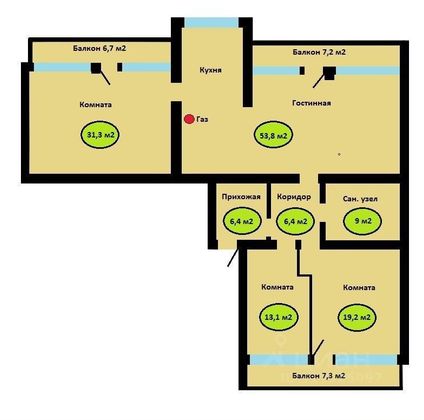 Продажа 3-комнатной квартиры 139 м², 6/6 этаж