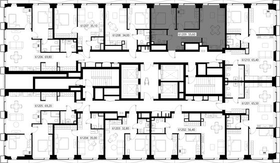 Продажа 2-комнатной квартиры 55,6 м², 12/48 этаж