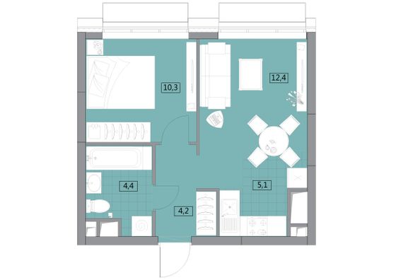 Продажа 2-комнатной квартиры 36,4 м², 4/30 этаж