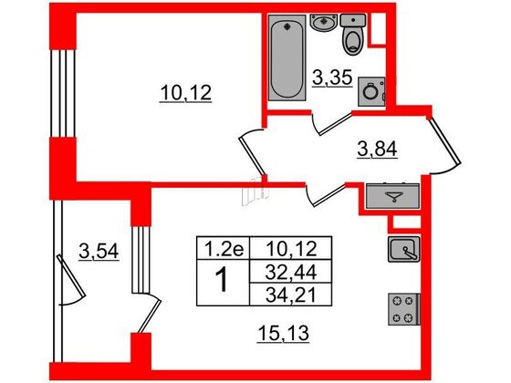 Продажа 1-комнатной квартиры 32,4 м², 1/5 этаж