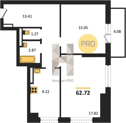 Продажа 2-комнатной квартиры 62,7 м², 24/27 этаж