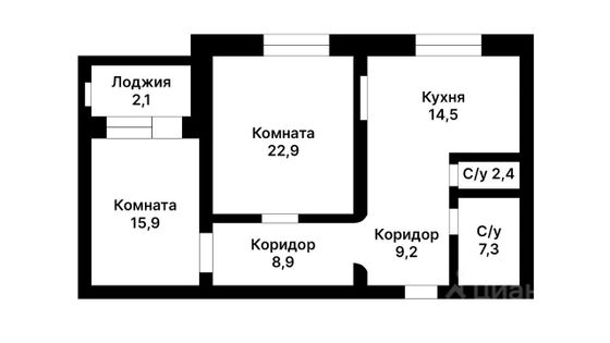 Продажа 2-комнатной квартиры 81,2 м², 5/9 этаж