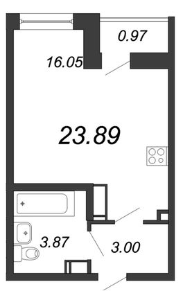 Продажа квартиры-студии 23,9 м², 11/18 этаж