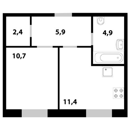Продажа 1-комнатной квартиры 35,3 м², 2/25 этаж