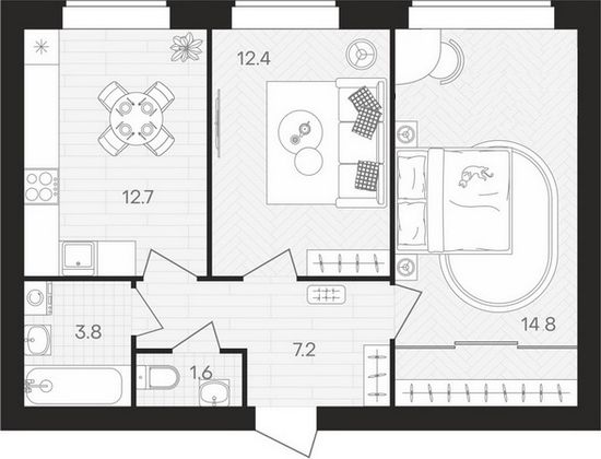 Продажа 2-комнатной квартиры 55,8 м², 5/10 этаж