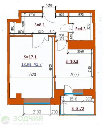 Продажа 1-комнатной квартиры 41,7 м², 2/17 этаж