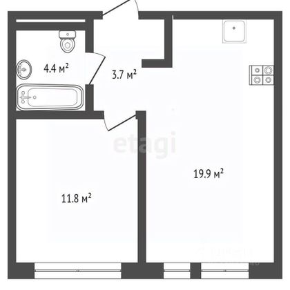 Продажа 1-комнатной квартиры 39,8 м², 14/15 этаж