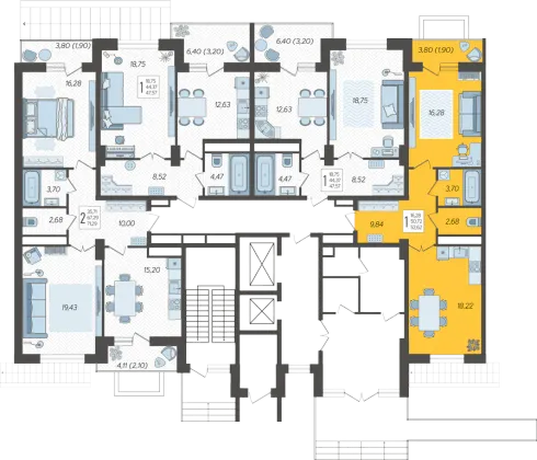 Продажа 1-комнатной квартиры 52,6 м², 1/16 этаж