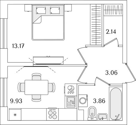 32,2 м², 1-комн. квартира, 2/9 этаж